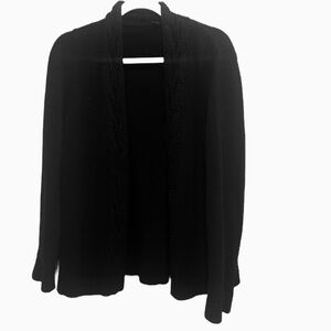 Talbots Classic Black Open-Front Cardigan